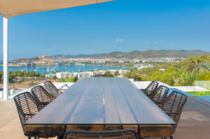 Outdoor dining area of a luxury villa in Ibiza