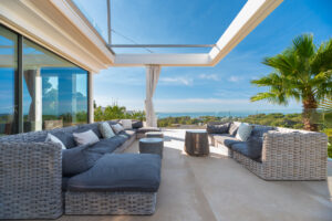 Terrace with sea view of a luxury villa in Ibiza